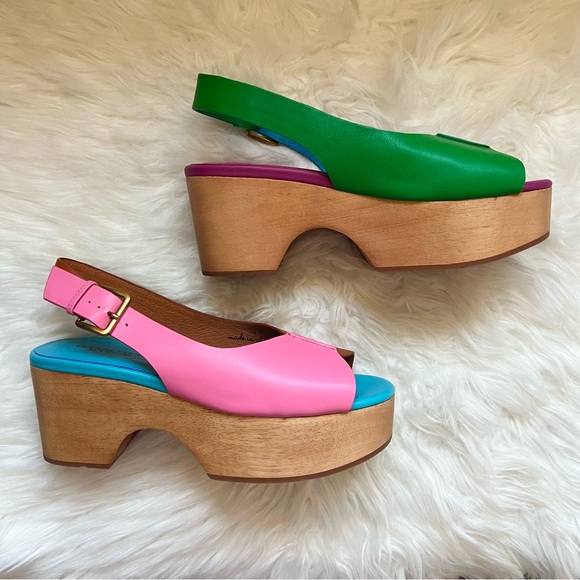 New! CHARLOTTE STONE Cedric Colorblock Platform Sandals Clogs in Cabana - Picture 11 of 16